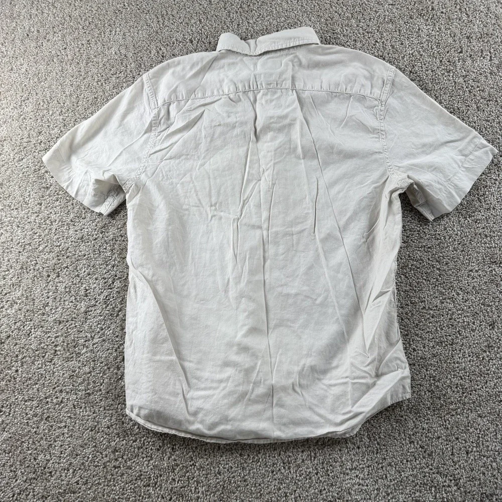 Banana Republic Shirt Mens Medium White Solid Short Sleeve Button Up Slim Fit